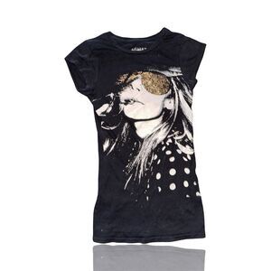 Miley Cyrus x Max Azria Women's Graphic T-Shirt Black XS Super Slim Fit
